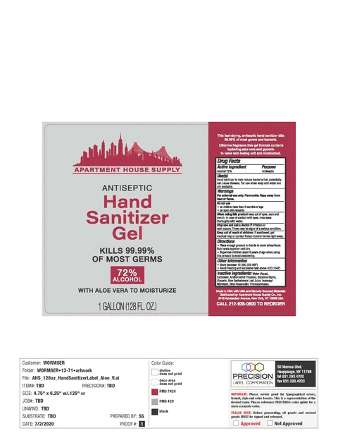 Apartment House Supply Antiseptic Hand Sanitizer Gel 1 Gallon 포장