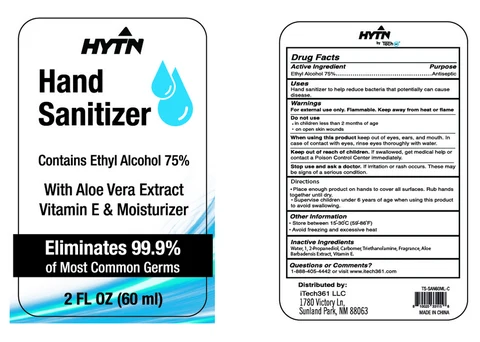 HYTN HAND SANITIZER WITH ALOE VERA AND VITAMIN E packaging