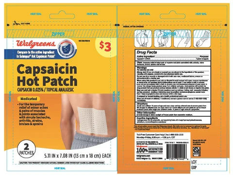 CAPSAICIN HEAT PATCHES BACK AND LARGE AREAS packaging