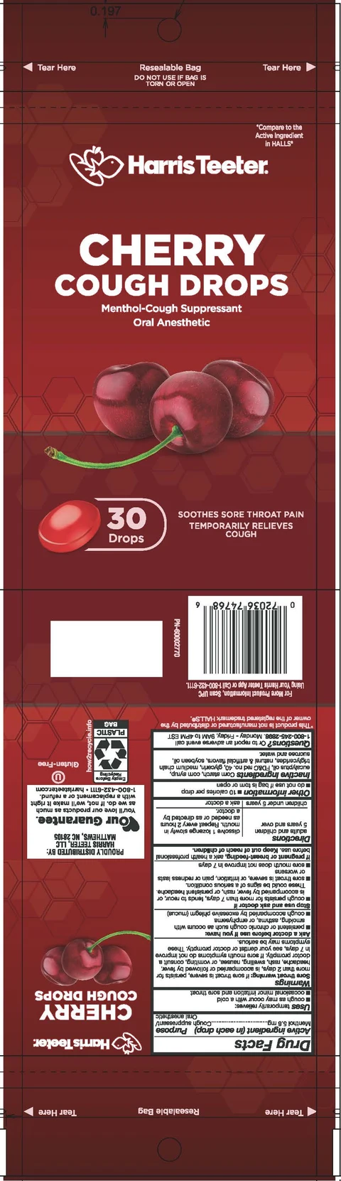 Harris Teeter Cherry Cough Drops packaging
