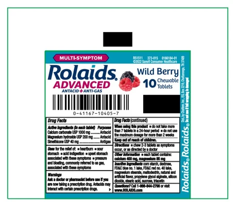 Rolaids Advanced Antacid Anti-gas Wild Berry packaging