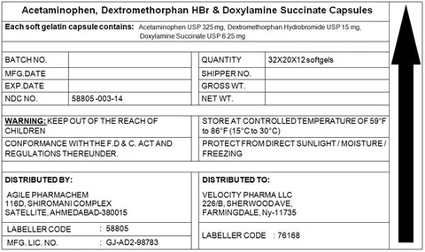 Acetaminophen,Dextromethorphan,Doxylamine 포장