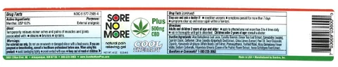 Sore No More Plus CBD 500MG Cool Therapy packaging