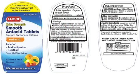 HEB Extra Strength Smooth Antacid Assorted Fruits 포장