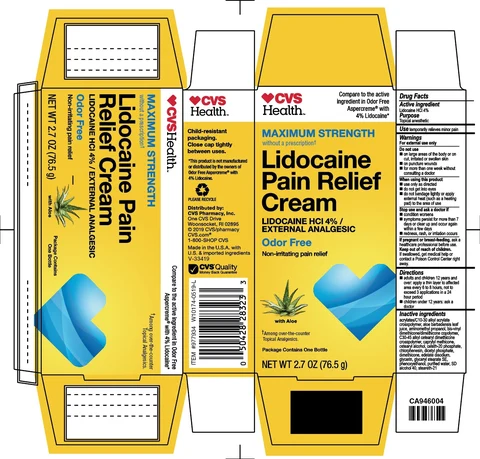 CVS Health Lidocaine Pain Relief 포장