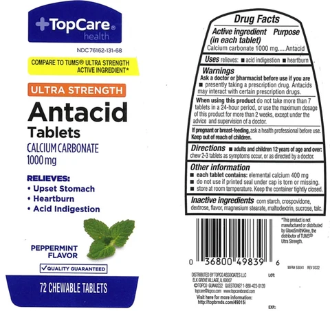Topcare Ultra Strength Antacid Peppermint packaging