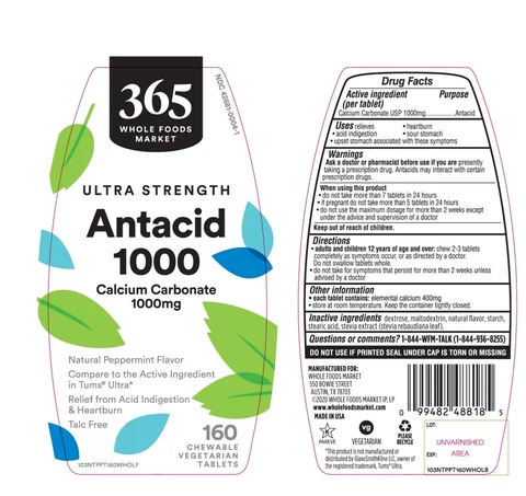 WHOLE FOODS MARKET Health Ultra Strength Natural AntacidPeppermint Flavor 포장