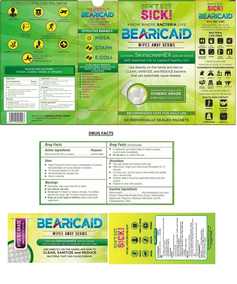 BEARICAID ANTISEPTIC SKIN SANITIZING WIPES 포장