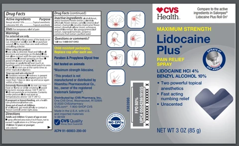 CVS Maximum Strength LIDOCAINE PLUS 포장