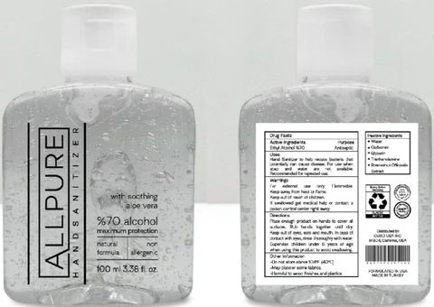 ALLPURE HAND SANITIZER 포장