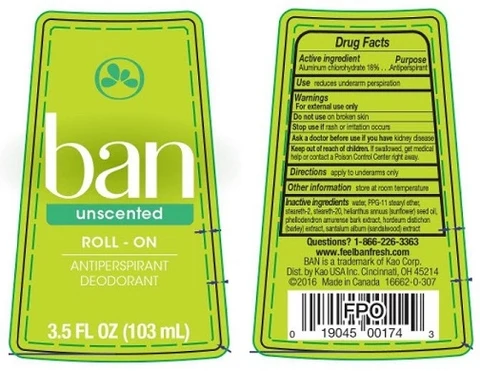 BanRoll-On Antiperspirant Deodorant Unscented 포장