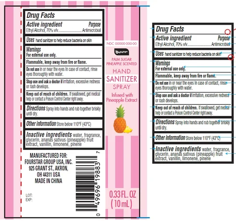 B-Pure Hand Sanitizer Palm Sugar Pineapple Scented 포장