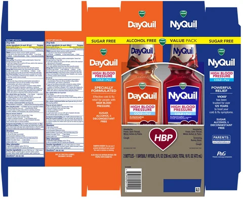 Vicks DayQuil and Vicks NyQuil HIGH BLOOD PRESSURECOLD and FLU 포장