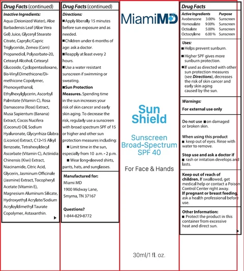 MIAMI MD SUN SHIELD Broad Spectrum SPF 40 포장