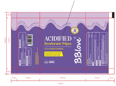 BBlove Acidified Deodorant Wipes 포장
