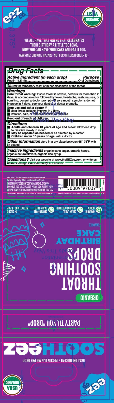 Sootheez Birthday Cake packaging