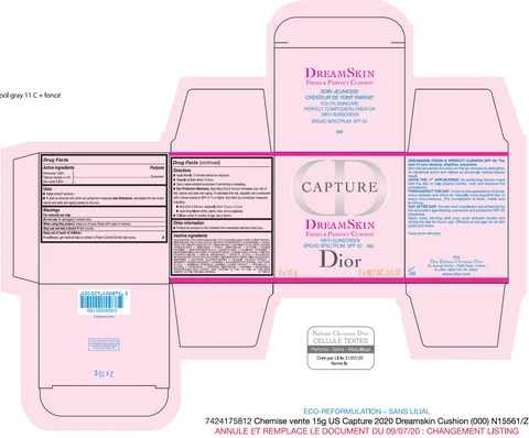 CAPTURE DREAMSKIN FRESH and PERFECT CUSHION WITH SUNSCREEN BROAD SPECTRUM SPF 50 000 packaging