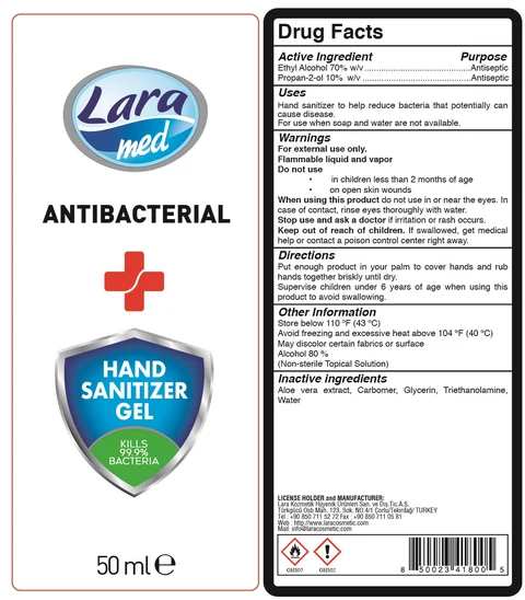 LARAMED Antibacterial Hand Sanitizer Gel packaging