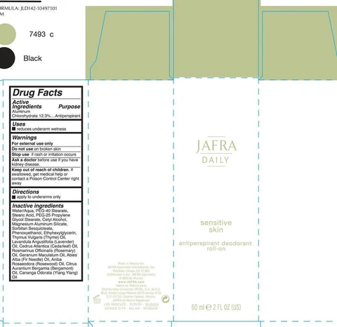 Sensitive Skin antiperspirant deodorant roll-onJafra Daily 포장