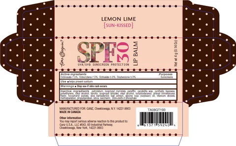 Sun-Kissed Lip Balm Lemon Lime SPF30 / Kiss and Shield Lip Balm Lemon Lime SPF 30 / Inspired by Color Lemon Lime SPF 30 포장