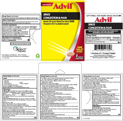 Advil Sinus Congestion and Pain 포장