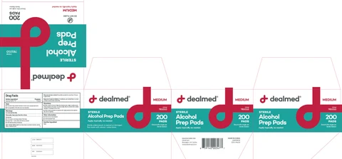 Dealmed Sterile Alcohol Prep Pads Medium 포장