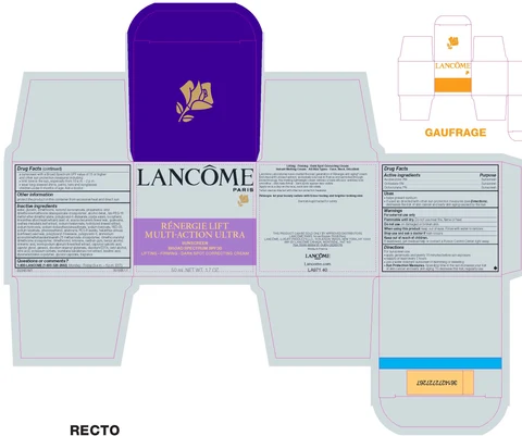 Lancome Paris Renergie Lift MultiAction Ultra Lifting Firming Dark Spot Correcting Broad Spectrum SPF 30 Sunscreen packaging
