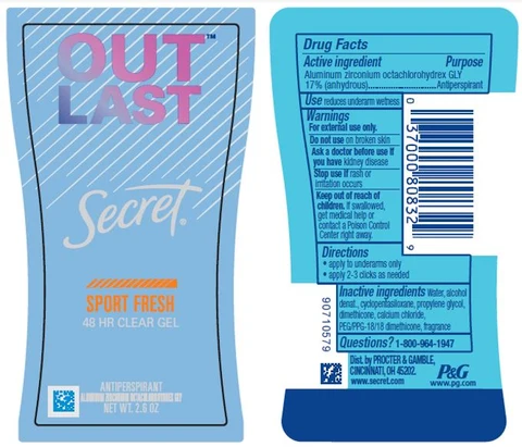 Secret Outlast Sport Fresh Clear 포장