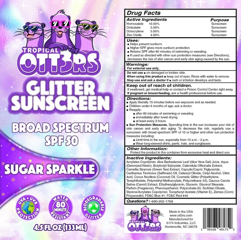 TROPICAL OTTERS Glitter Sunscreen SPF-50 - Sugar Sparkle 포장