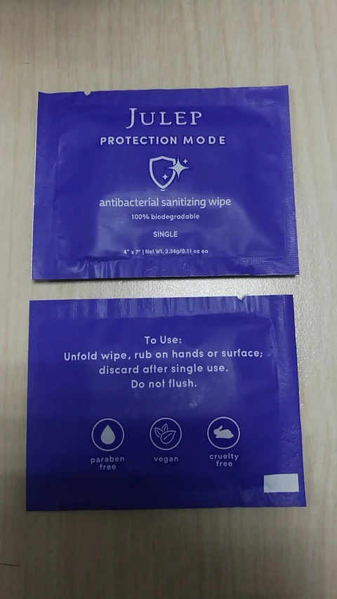 JULEP antibacterial sanitizing wipe 포장