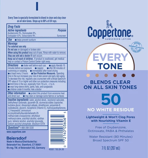 Coppertone Every Tone Sunscreen SPF 50 포장