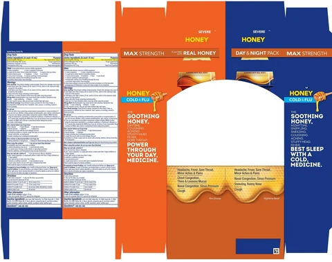Daytime and Nighttime Severe HoneyCold and Flu 포장