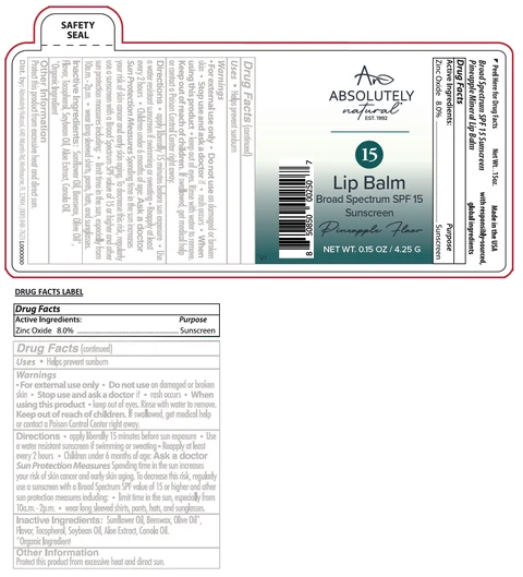ABSOLUTELY natural Lip Balm Broad Spectrum SPF 15 Sunscreen 포장