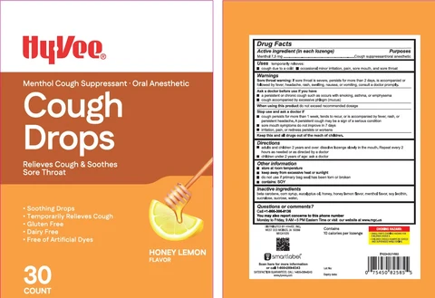 HyVee Cough Drops Honey Lemon 포장