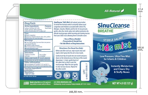 Sterile Saline Kids MistSinuCleanse Breathe packaging