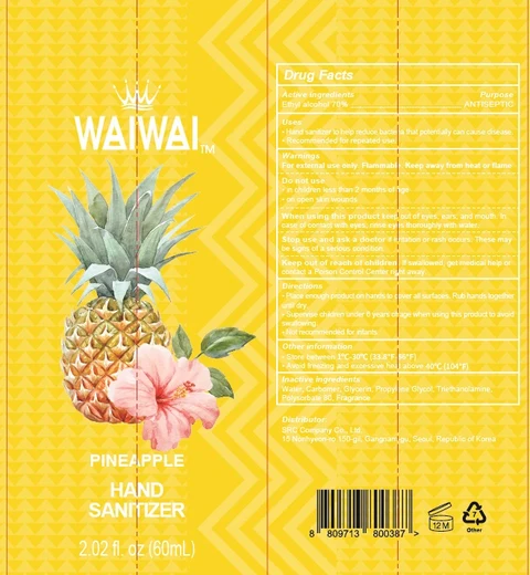 WAIWAI PINEAPPLE HAND SANITIZER packaging
