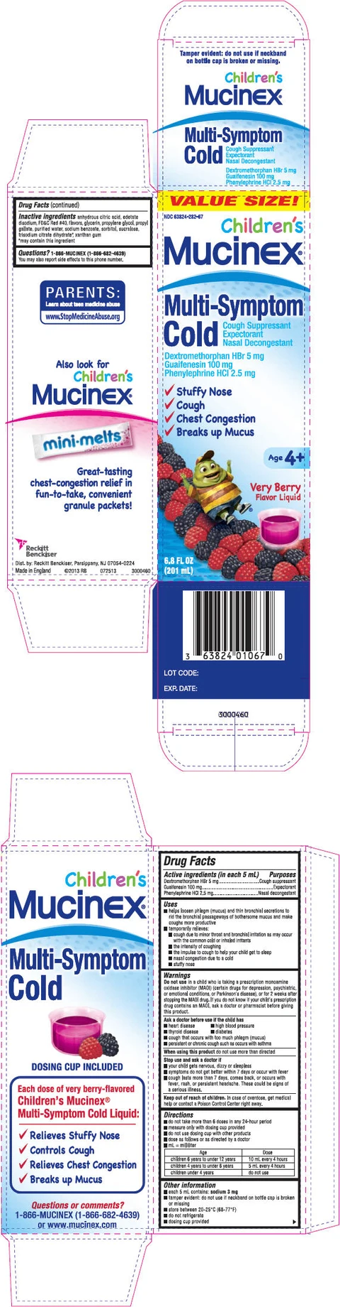Childrens Mucinex Multi-Symptom Cold packaging