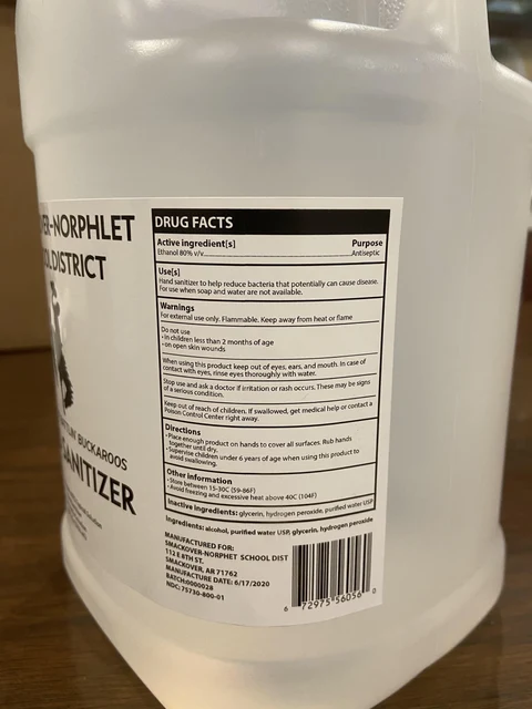 Smackover-Norphlet Hand Sanitizer Back Label 3784 ml