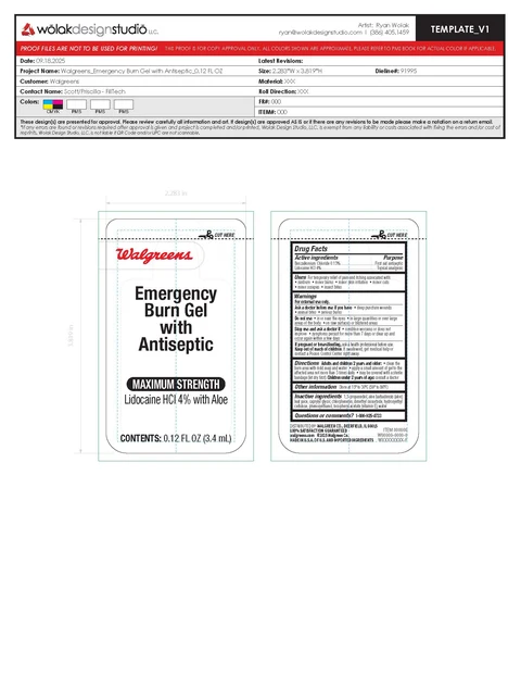 Walgreens Burn Gel Packettes packaging
