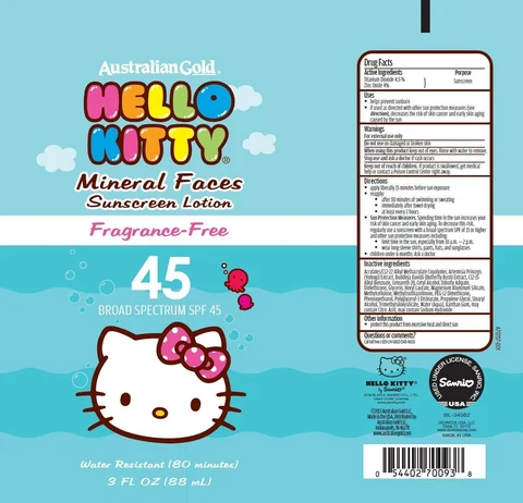 Australian Gold Hello KittyBROAD SPECTRUM SPF 45 포장