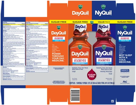 Vicks DayQuil and Vicks NyQuilFOR PEOPLE WITH DIABETES COLD and FLU 포장