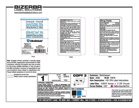 CliniShield Instant Hand Sanitizer Fragrance Free 포장
