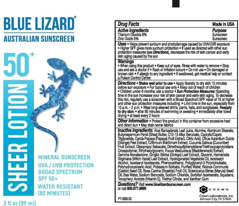 Blue Lizard Sheer SPF 50 Sunscreen 포장