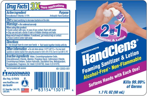 Woodwards HandClens Foaming Sanitizer packaging