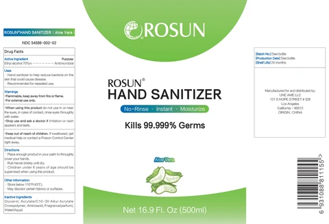 Rosun Hand Sanitizer Aloe Vera packaging