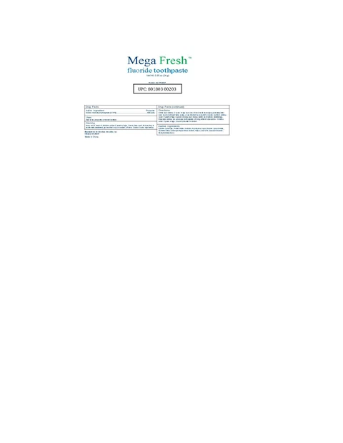 UPC 801803 00203 MegaFresh Fluoride Tooth 포장