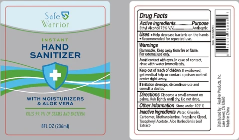 Safe Warrior Instant Hand Sanitizer With Moisturizers and Aloe Vera 포장
