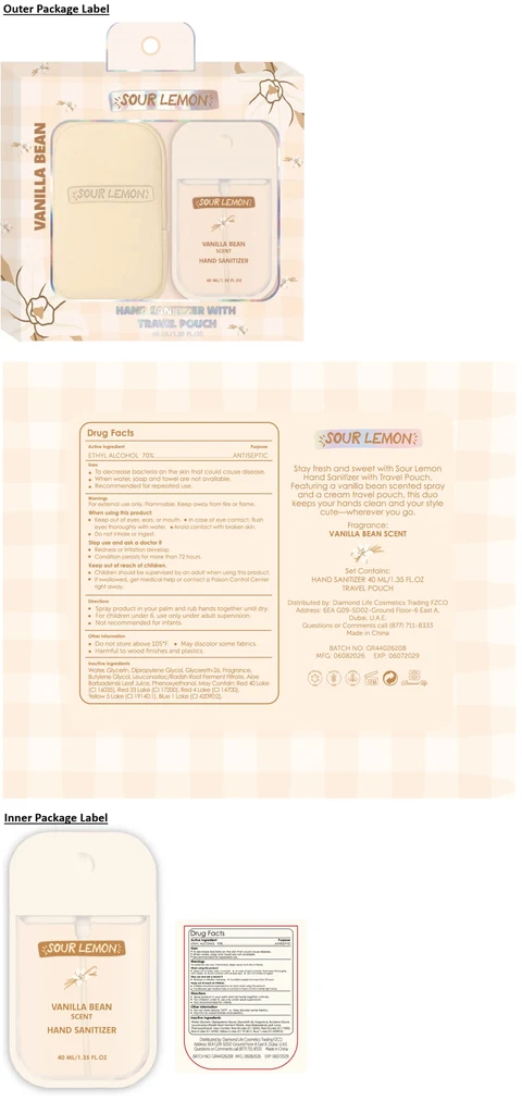 SOUR LEMON HAND SANITIZER VANILLA BEAN SCENT 포장