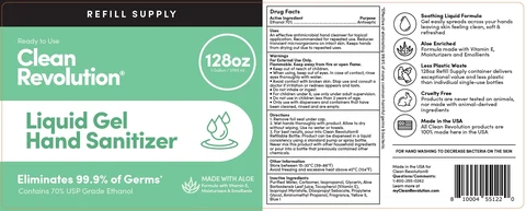 Clean Revolution Hand Sanitizer Refill Supply Container - Gentle and Aloe Enriched - ELIMINATES 99.9% Germs - 70% Ethanol - Ready To Use 포장