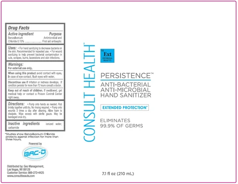 Consult Health Persistence Hand Sanitizer 포장